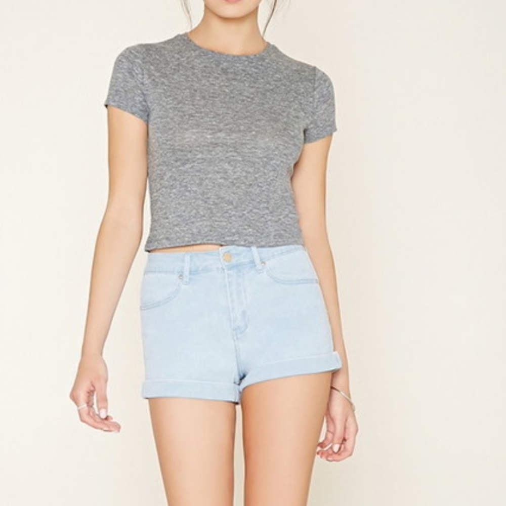 Hollister grey jersey crop top XS